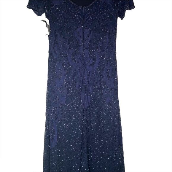 NEW PISARRO NIGHTS Embroidered Mesh Gown - Picture 5 of 8